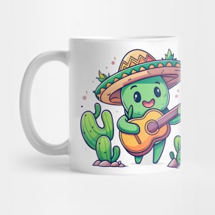 cute cactus playing guitar Mug